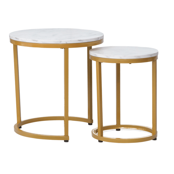 Přístavný stolek HULO bílý mramor/zlatá