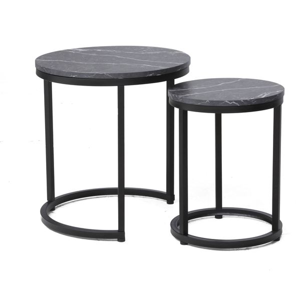 Přístavný stolek HULO černý mramor/černá