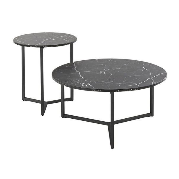 Konferenční stolek ROVILLU černý mramor/černá
