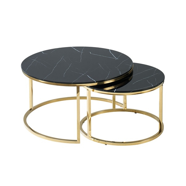 Konferenční stolek MESI černý mramor/zlatá