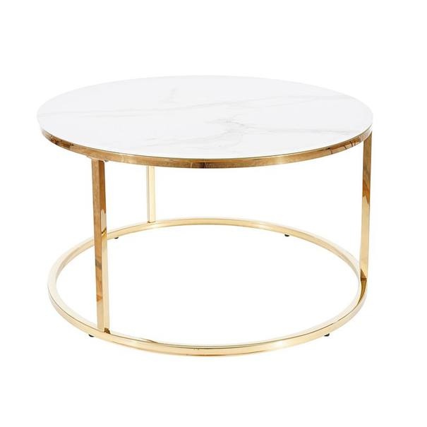 Konferenční stolek SOBANI bílý mramor/zlatá