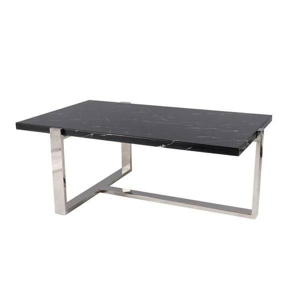 Konferenční stolek VILO černý mramor/stříbrná