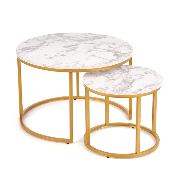 Konferenční stolek POULO bílý mramor/zlatá